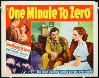 1w266 ONE MINUTE TO ZERO lobby card #3 '52 close up of service man Robert Mitchum with Anne Blyth!