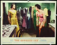 1w270 OPPOSITE SEX LC #2 '56 June Allyson confronts half-dressed Joan Collins in her dressing room!