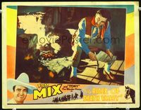 1w292 RIDER OF DEATH VALLEY movie lobby card '32 Tom Mix studies treasure map, cool coloring!