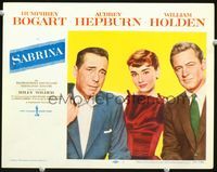 1w297 SABRINA LC #1 '54 great 3-shot portrait of Audrey Hepburn, Humphrey Bogart & William Holden!