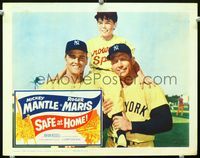 1w299 SAFE AT HOME lobby card '62 great portrait of Mickey Mantle & Roger Maris in Yankees uniforms!