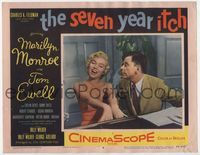 1w303 SEVEN YEAR ITCH LC #8 '55 Wilder, Tom Ewell stares at sexy Marilyn Monroe playing piano!