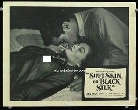 1w317 SOFT SKIN ON BLACK SILK LC '63 Radley Metzger, sleeping girl in see-through neglige kissed!