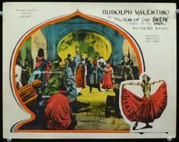 1w321 SON OF THE SHEIK movie lobby card '26 Rudolph Valentino & Vilma Banky attacked in club!