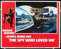 1w328 SPY WHO LOVED ME lobby card #6 '77 Roger Moore as James Bond, cool futuristic ocean base!