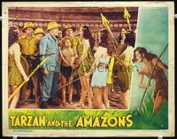 1w345 TARZAN & THE AMAZONS lobby card '45 Barton MacLane, Henry Stephenson, Johnny Sheffield as Boy!