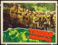 1w350 TARZAN TRIUMPHS LC '43 Nazi soldiers in the jungle, cool border art of Frances Gifford!