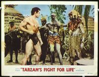1w351 TARZAN'S FIGHT FOR LIFE LC #7 '58Gordon Scott draws knife on Woody Strode & native tribe men!