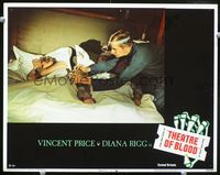 1w361 THEATRE OF BLOOD LC #7 '73 Vincent Price injects sleeping woman with hypodermic needle!