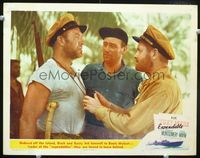 1w364 THEY WERE EXPENDABLE lobby card #5 '45 John Wayne comes between Robert Montgomery & Ward Bond!