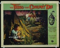 1w365 THING THAT COULDN'T DIE lobby card #3 '58 great image of man hiding holding disembodied head!