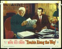 1w371 TROUBLE ALONG THE WAY lobby card #8 '53 John Wayne makes his case to priest Charles Coburn!