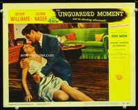 1w376 UNGUARDED MOMENT LC #2 '56 George Nader holds sexy half-dressed unconscious Esther Williams!