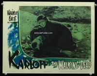 1w383 WALKING DEAD movie lobby card R44 Marguerite Churchill holds unconscious Boris Karloff!