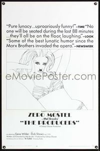 1x335 PRODUCERS girl with Hitler mustache style B one-sheet '67 Mel Brooks, Zero Mostel, Gene Wilder