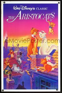 1x036 ARISTOCATS one-sheet movie poster R87 Walt Disney feline jazz musical cartoon, great image!