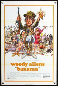 1x047 BANANAS one-sheet poster '71 great artwork of Woody Allen by E.C. Comics artist Jack Davis!