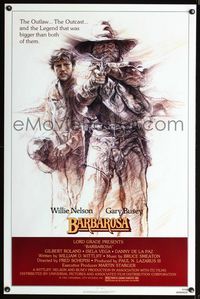 1x048 BARBAROSA one-sheet movie poster '82 great art of Gary Busey & Willie Nelson with smoking gun!