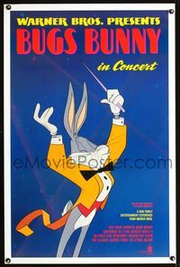 1x082 BUGS BUNNY IN CONCERT one-sheet poster '90 great cartoon image of Bugs conducting orchestra!