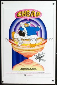 1x090 CHEAP one-sheet movie poster '74 Dirty Duck, the world's only X rated comedy cartoon musical!