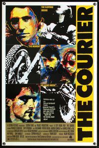 1x111 COURIER one-sheet  '88 cool motorcycle art, the suspense begins the moment he looks inside!