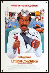 1x115 CRITICAL CONDITION one-sheet  '86 directed by Michael Apted, wacky doctor Richard Pryor!