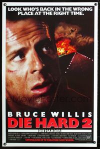 1x135 DIE HARD 2 DS advance 1sh '90 tough guy Bruce Willis is in the wrong place at the right time!