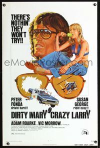 1x136 DIRTY MARY CRAZY LARRY one-sheet movie poster '74 Peter Fonda & sexy Susan George ridin' easy!