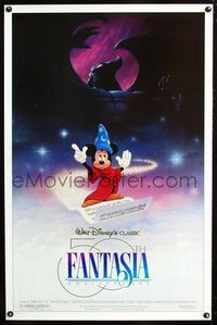 1x164 FANTASIA DS one-sheet poster R90 great image of wizard Mickey Mouse, Disney musical classic!