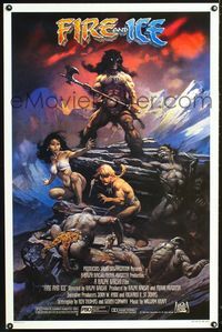 1x167 FIRE & ICE one-sheet movie poster '83 Ralph Bakshi, really cool fantasy art by Frank Frazetta!