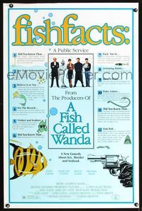 1x169 FISH CALLED WANDA facts 1sheet '88 John Cleese, Jamie Lee Curtis, Kevin Kline, Michael Palin