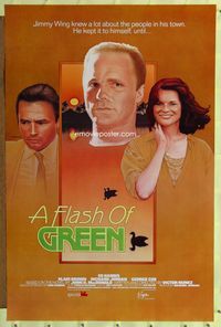 1x171 FLASH OF GREEN one-sheet movie poster '84 cool artwork of Ed Harris & Blair Brown by Topazio!
