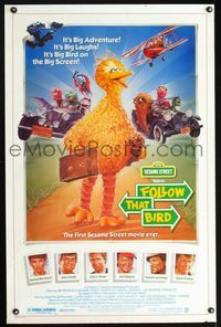 1x173 FOLLOW THAT BIRD one-sheet poster '85 great art of the Sesame Street cast by Steven Chorney!