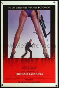 1x175 FOR YOUR EYES ONLY advance one-sheet  '81 no one comes close to Roger Moore as James Bond 007!