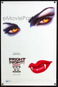 1x176 FRIGHT NIGHT 2 video one-sheet poster '89 the suckers are back, great sexy vampire artwork!
