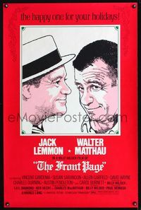 1x177 FRONT PAGE rare holidays advance 1sh '75 cool different art of Jack Lemmon & Walter Matthau!