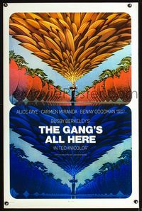 1x179 GANG'S ALL HERE one-sheet R70s really wild surreal art of Carmen Miranda with LOTS of bananas!