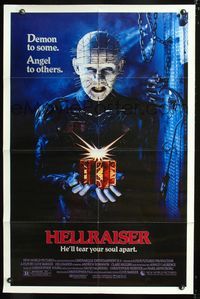 1x200 HELLRAISER 1sheet '87 Clive Barker horror, great image of Pinhead, he'll tear your soul apart!