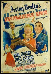 1x206 HOLIDAY INN one-sheet '42 Fred Astaire, Bing Crosby, Marjorie Reynolds, Irving Berlin musical!