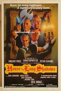 1x214 HOUSE OF THE LONG SHADOWS 1sheet '83 Vincent Price, Peter Cushing, John Carradine & Chris Lee!