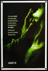 1x219 ISLAND OF DR. MOREAU DS teaser one-sheet  '96 Val Kilmer, Marlon Brando, John Frankenheimer