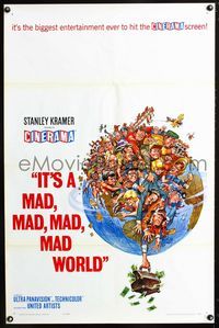 1x220 IT'S A MAD, MAD, MAD, MAD WORLD Cinerama one-sheet movie poster '64 great Jack Davis artwork!