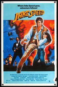 1x222 JAKE SPEED video one-sheet movie poster '86 cool action artwork by Steven Chorney & Waite!