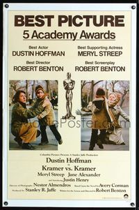 1x234 KRAMER VS. KRAMER Academy Awards style one-sheet movie poster '79 Dustin Hoffman, Meryl Streep