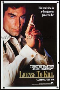 1x246 LICENCE TO KILL teaser one-sheet  '89 Timothy Dalton as James Bond, Carey Lowell, Wayne Newton