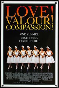 1x260 LOVE VALOUR COMPASSION DS 1sheet '97 great image of Jason Alexander & other men as ballerinas!