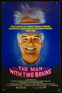 1x270 MAN WITH TWO BRAINS 1sheet '83 wacky world famous surgeon Steve Martin performs brain surgery!