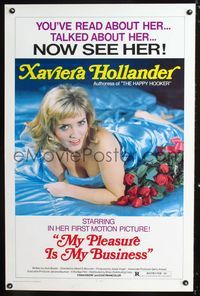 1x289 MY PLEASURE IS MY BUSINESS one-sheet  '74 sexy Xaviera Hollander, authoress of Happy Hooker!