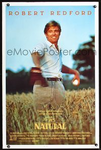 1x295 NATURAL int'l one-sheet  '84 Barry Levinson, best image of Robert Redford throwing baseball!