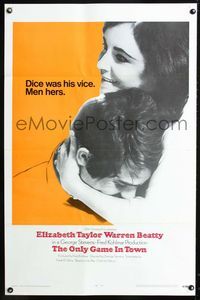 1x303 ONLY GAME IN TOWN int'l 1sheet '69 Elizabeth Taylor & Warren Beatty are in love in Las Vegas!